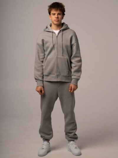Męski komplet dresowy w kolorze szarym z rozpinaną bluzą