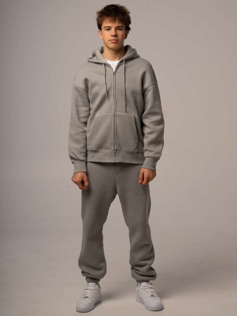Męski komplet dresowy w kolorze szarym z rozpinaną bluzą
