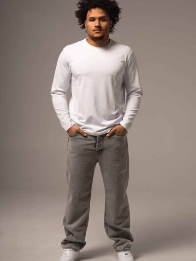 Szare jeansy męskie o kroju baggy