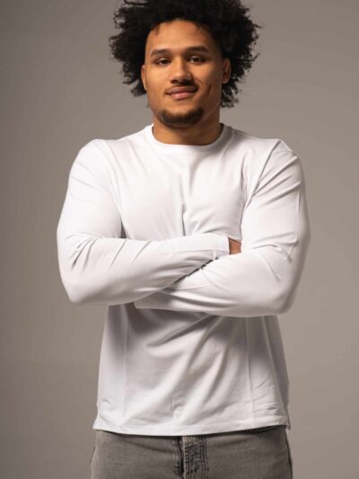Biały longsleeve męski