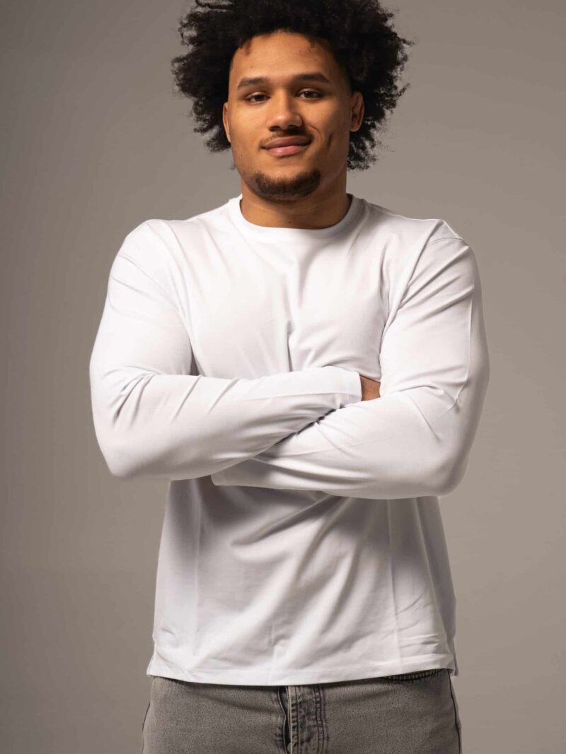 Biały longsleeve męski