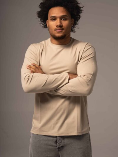 Beżowy longsleeve męski