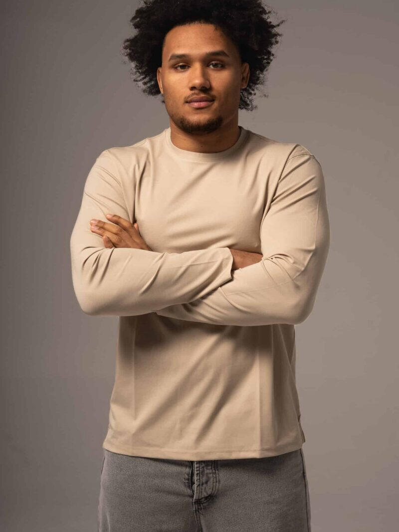 Beżowy longsleeve męski
