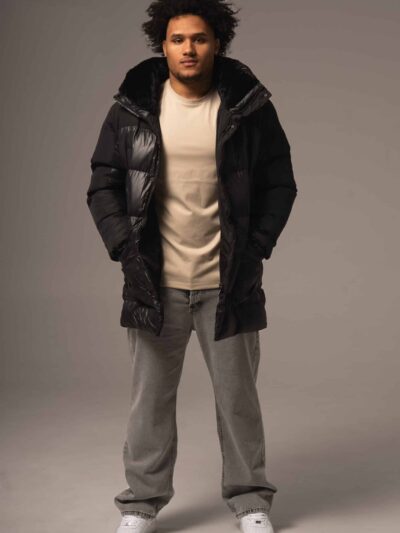 Czarna kurtka męska typu parka z kapturem