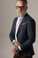 Granatowa marynarka męska w kratę glencheck