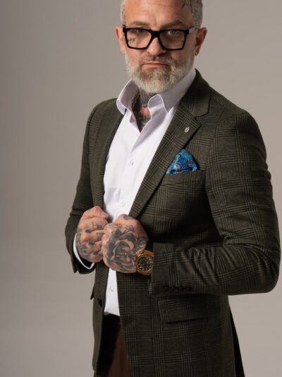 Zielona marynarka męska w kratę