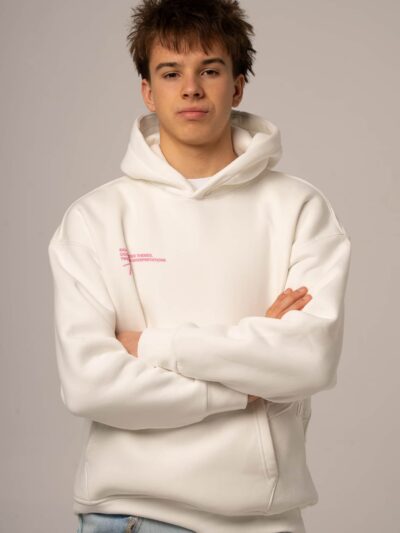 Biała bluza męska oversize z kapturem