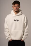 Biała bluza męska oversize z kolorowym nadrukiem