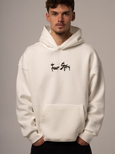 Biała bluza męska oversize z kolorowym nadrukiem