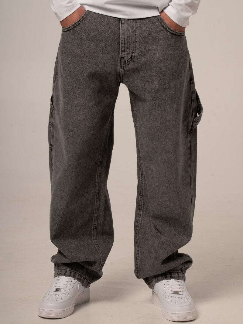 Szare jeansy męskie o kroju baggy