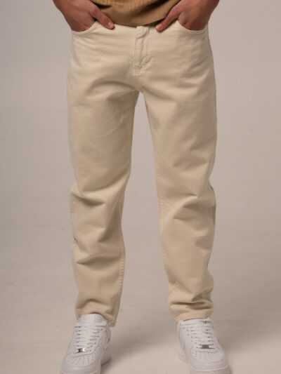 Beżowe jeansy męskie z prostą nogawką
