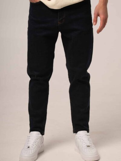 Granatowe jeansy męskie o kroju slim-fit