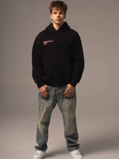 Czarna bluza męska oversize z kapturem