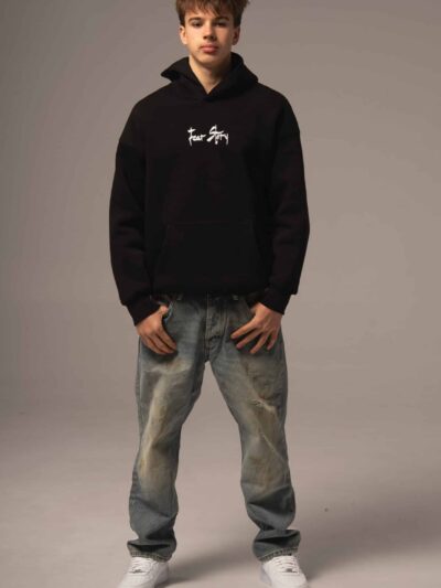 Czarna bluza męska oversize z nadrukiem na plecach