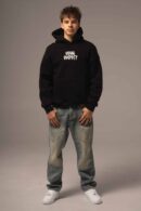 Czarna bluza męska oversize z nadrukiem na plecach