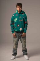 Zielona bluza męska w kolorowe wzory