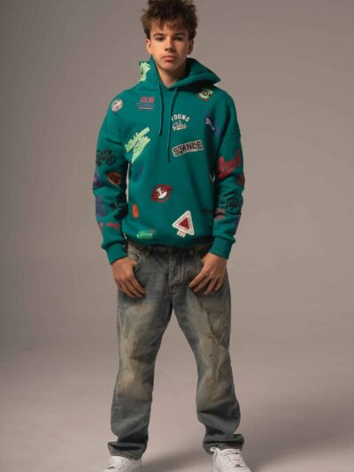 Zielona bluza męska w kolorowe wzory