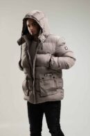 Zimowa parka męska w kolorze szarym