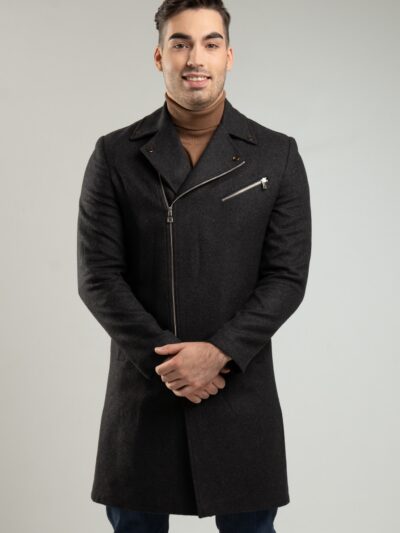 Grafitowy płaszcz męski