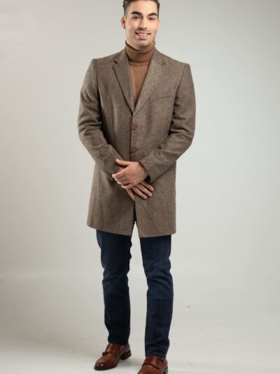 Płaszcz męski w jodełkę