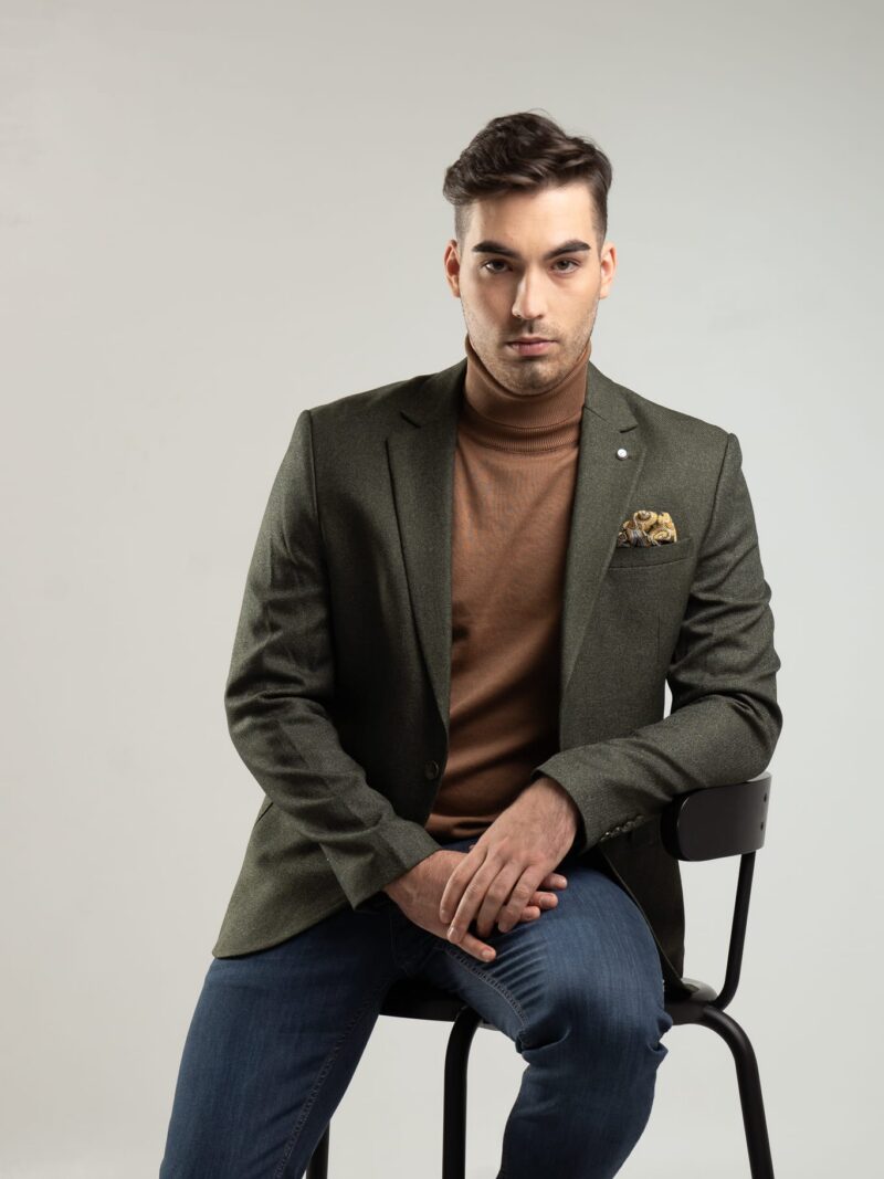 Slim-fit men's green blazer