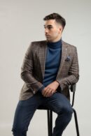 Szaro-brązowa marynarka męska w kratę