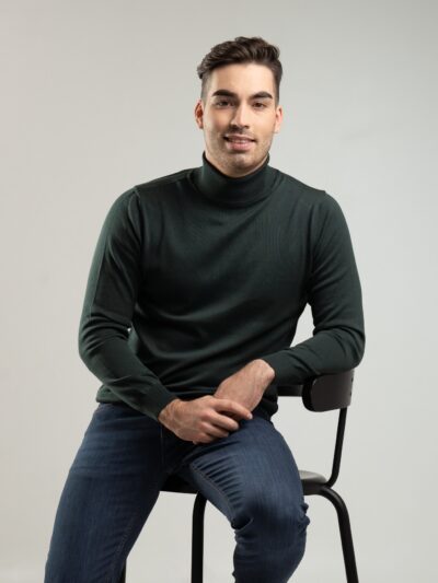 Golf męski w kolorze butelkowej zieleni