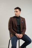 Brązowa marynarka męska z tkaniny strukturalnej