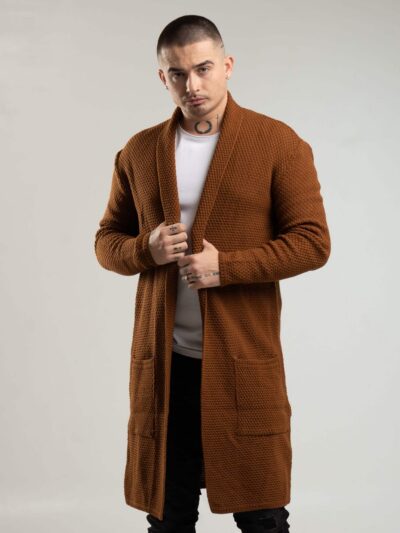 Brązowy kardigan męski