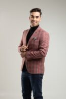 Marynarka męska o kroju slim-fit w odcieniach czerwieni