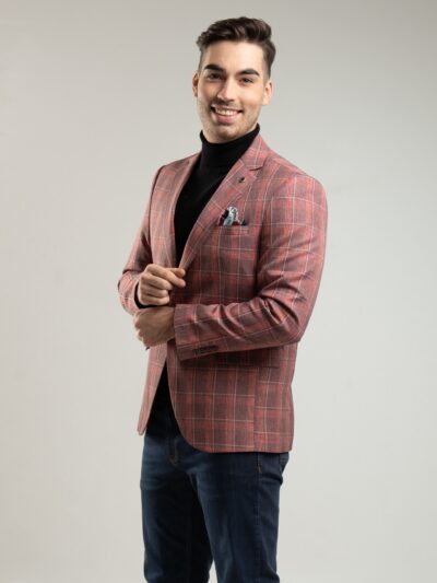 Marynarka męska o kroju slim-fit w odcieniach czerwieni