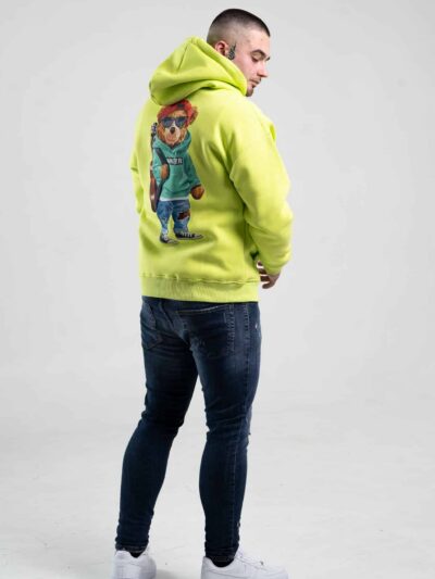 Seledynowa bluza męska z kapturem "Teddy Bear"