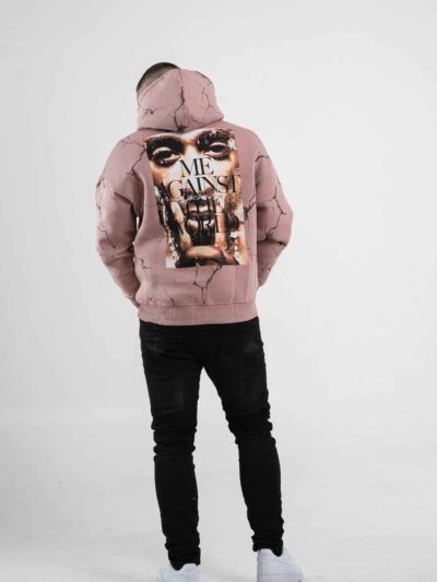 Różowa bluza męska z kapturem o kroju oversize