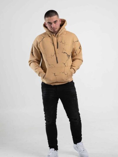 Musztardowa bluza męska z kapturem o kroju oversize