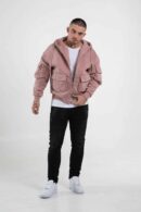 Rozpinana bluza męska z kapturem w kolorze różowym