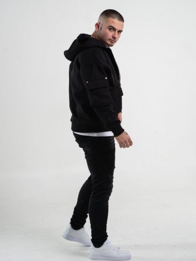 Rozpinana bluza męska z kapturem w kolorze czarnym
