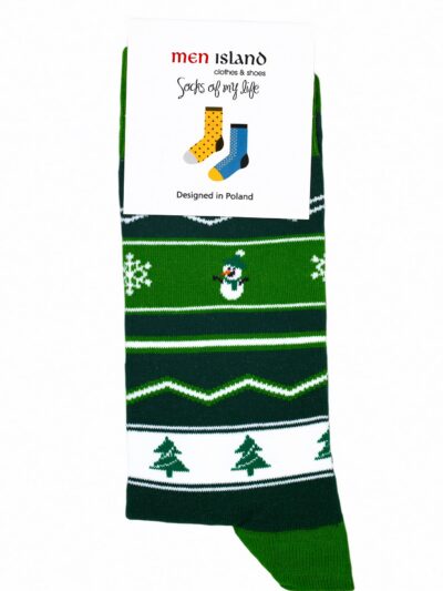 Skarpetki "Bałwany na zielonym tle"