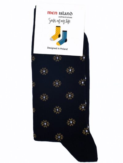 Skarpetki "Brązowe wzory na granatowym tle"