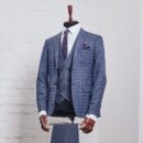 Bardzo gustowny garnitur męski w kratę glencheck z kamizelką