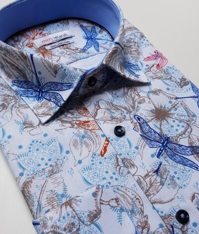 Biała koszula męska ze stylowym wzorem