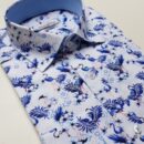 Biała koszula w niebieskie flamingi