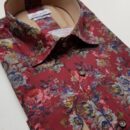 Bordowa koszula męska z deseniem w kwiaty