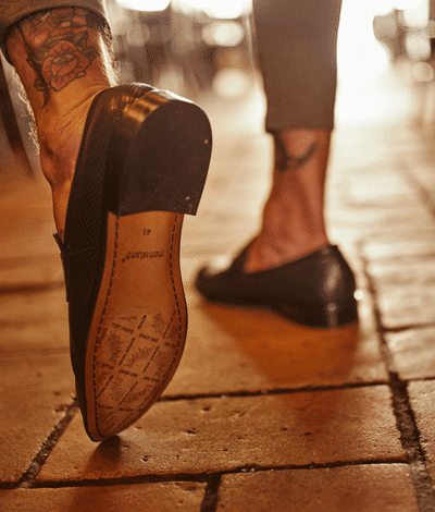 Czarne buty skórzane z tłoczeniami