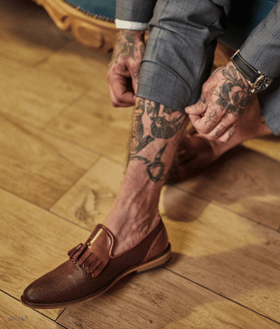 Bordowe skórzane loafersy