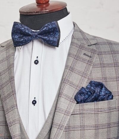 Muszka "Błękitno-niebieski print na granatowym tle"