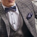 Muszka "Niebiesko-czarna ze złotym deseniem"