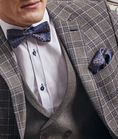 Muszka "Niebiesko-czarna ze złotym deseniem"