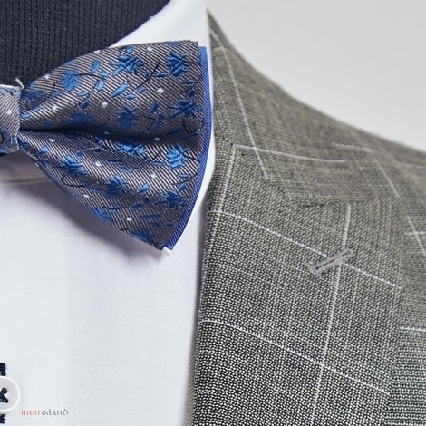 Muszka "Niebiesko-czarny wzór na szarym tle"