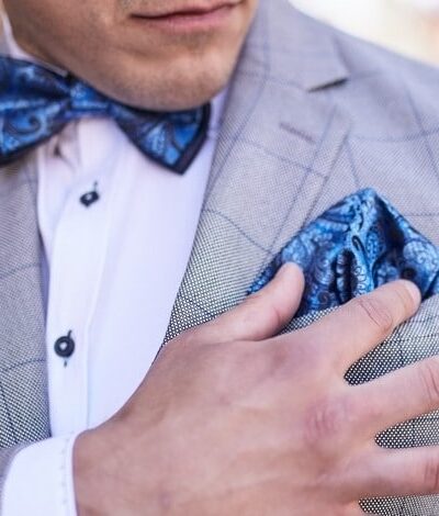 Muszka "Niebiesko-czarny motyw paisley"