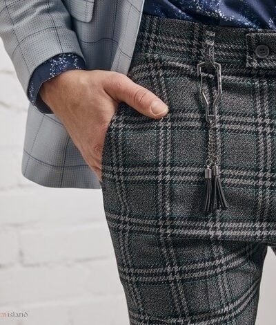 Odważne spodnie męskie w stylową kratę